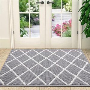 Indoor Door Mat, Non-Slip Absorbent Resist Dirt Entrance Rug, 20" x 32", Grey